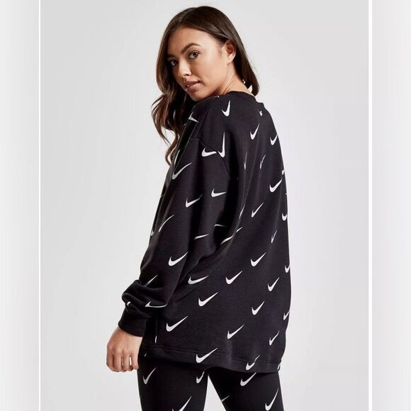 Nike Women’s Rally Print Black Metallic Crewneck Sweatshirt Large CJ5020-010 - Picture 1 of 15